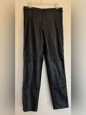 Zara Black Faux Leather Straight-Leg Pants
